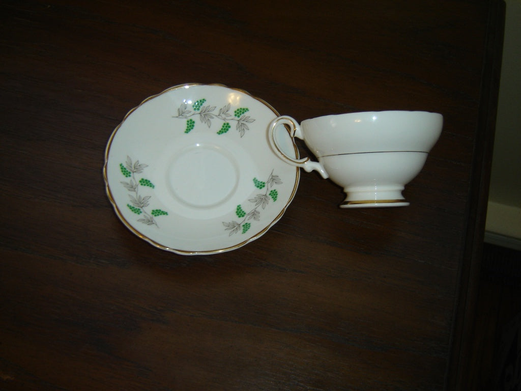 Crown Staffordshire grape vine cup and saucer near mint condition - Items Tried And True