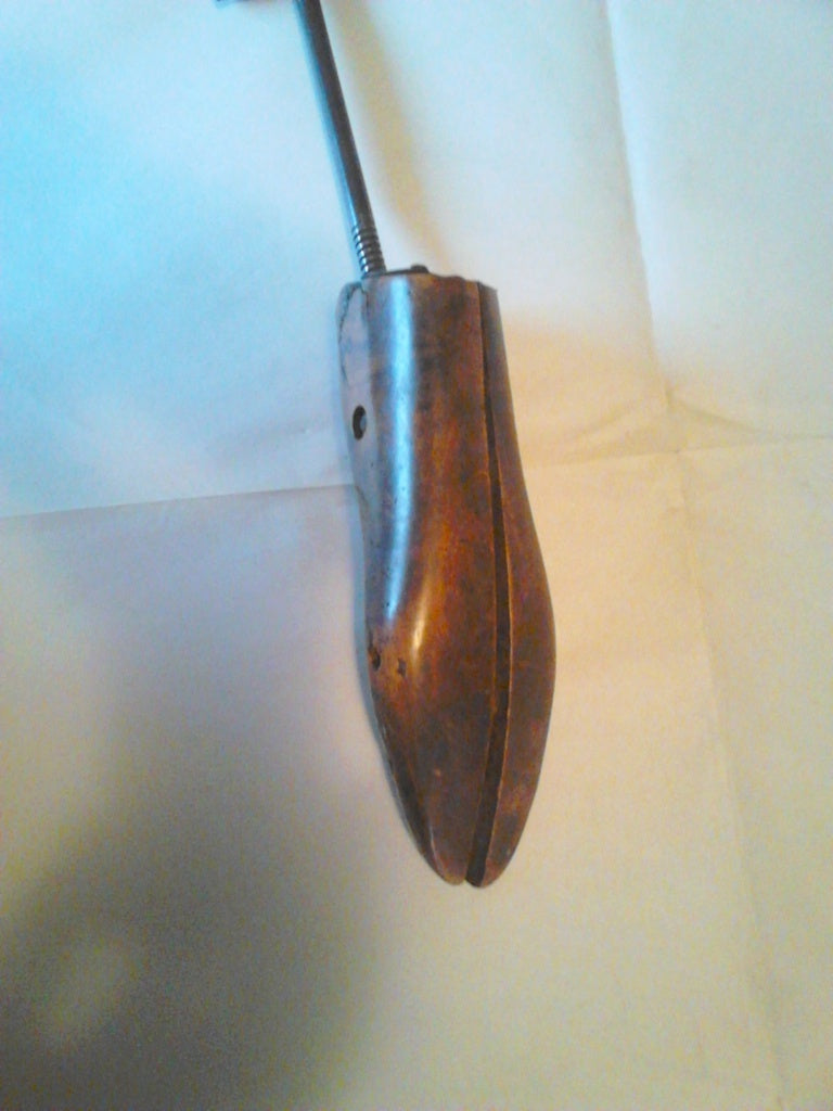 Antique wooden shoe stretcher screw width adjust