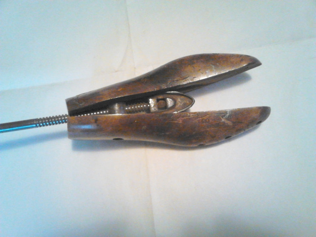 Antique wooden shoe stretcher screw width adjust