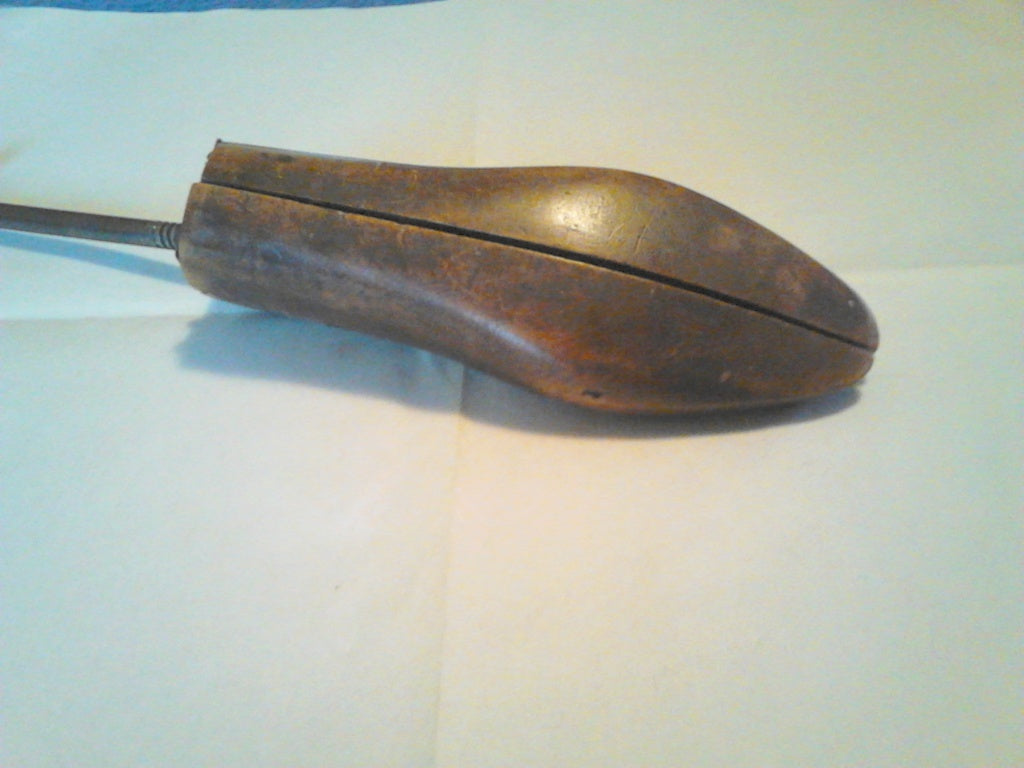 Antique wooden shoe stretcher screw width adjust