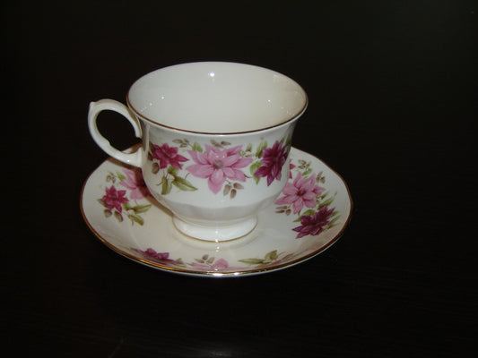 Queen Anne 8545 pink flower cup and saucer mint condition - Items Tried And True