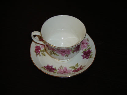 Queen Anne 8545 pink flower cup and saucer mint condition - Items Tried And True