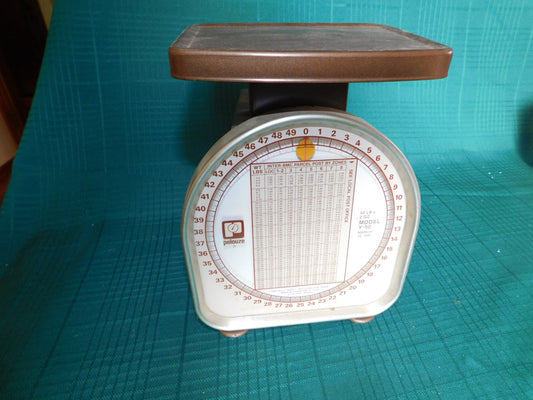 Pelouze Y50 postal weigh scale working March 1981 rates 50 lb x 2 oz