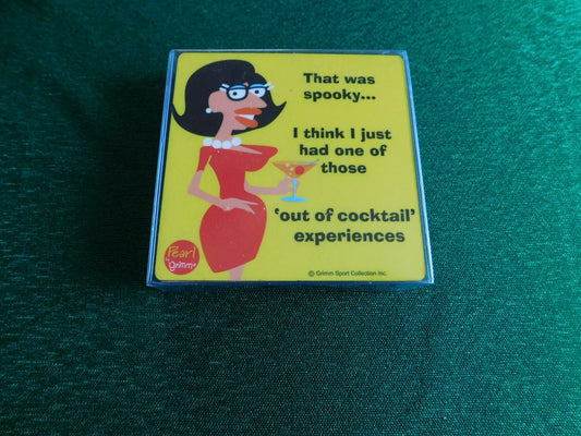 4 piece humorous coasters new in sealed package