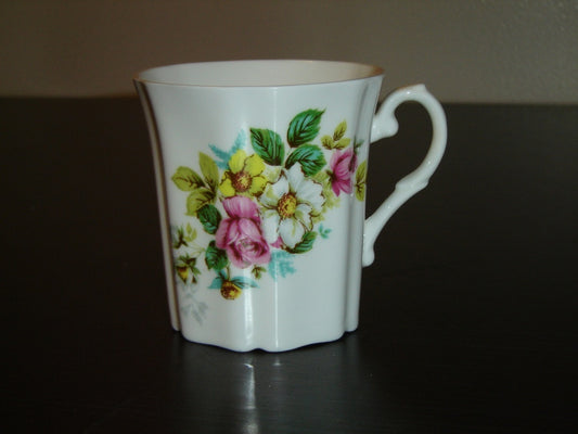 Royal Grafton pink white yellow flower mug mint condition - Items Tried And True