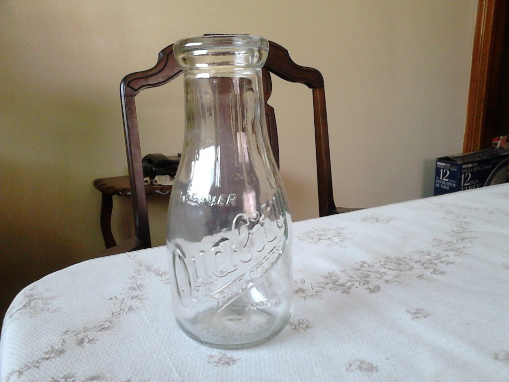 Embossed Weaver 1 pint milk bottle Carmel IN mint condition