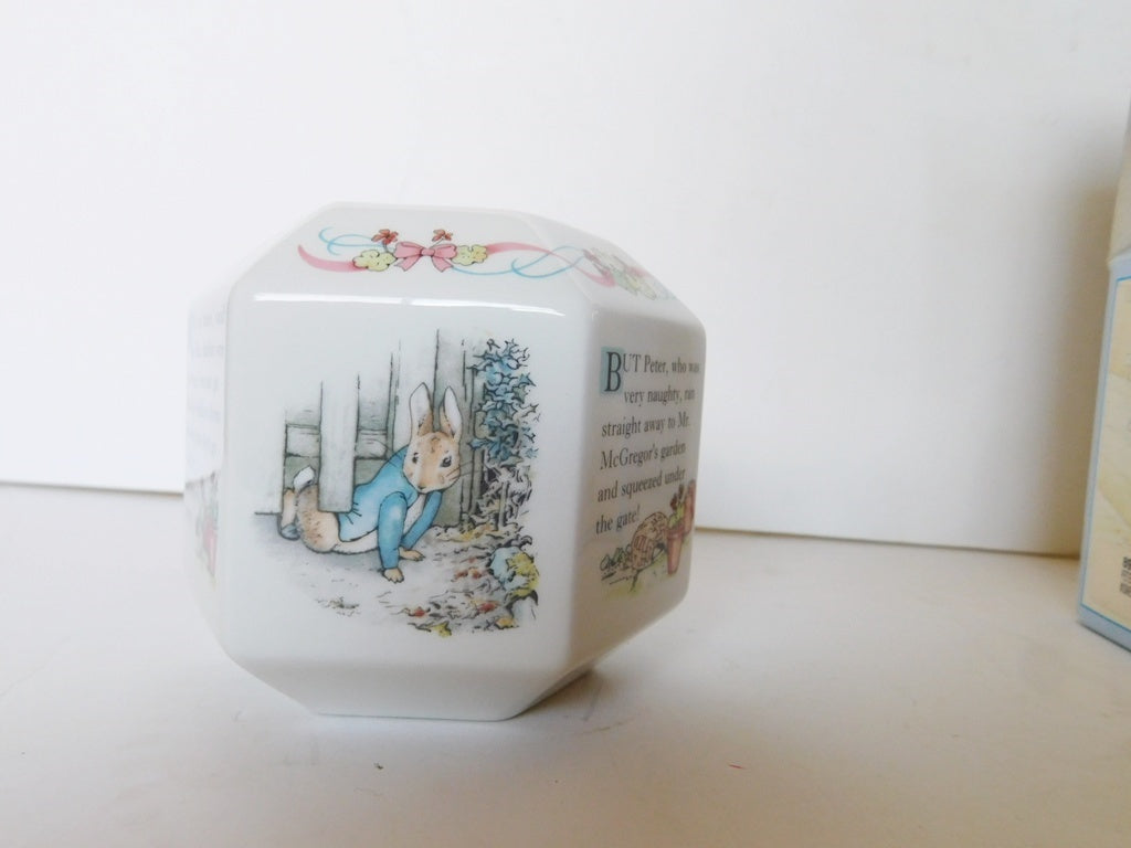 Wedgwood Peter Rabbit Christening (1992) savings bank hexagonal NIB - Items Tried And True