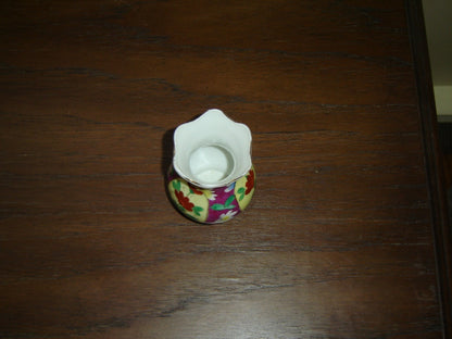 Vintage small purple yellow cameo floral vase VGU