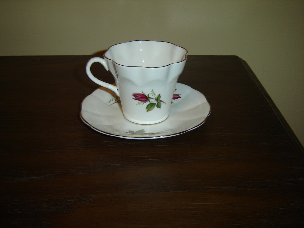 Rosina 2317 pink Rose embossed cup and saucer VGU - Items Tried And True