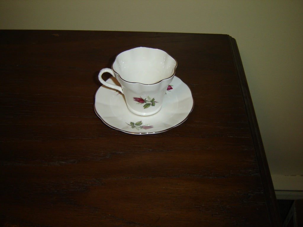 Rosina 2317 pink Rose embossed cup and saucer VGU - Items Tried And True