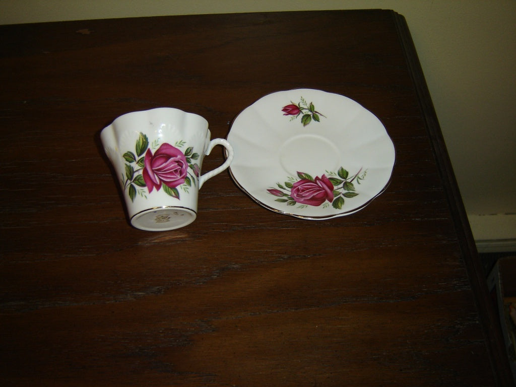 Rosina 2317 pink Rose embossed cup and saucer VGU - Items Tried And True