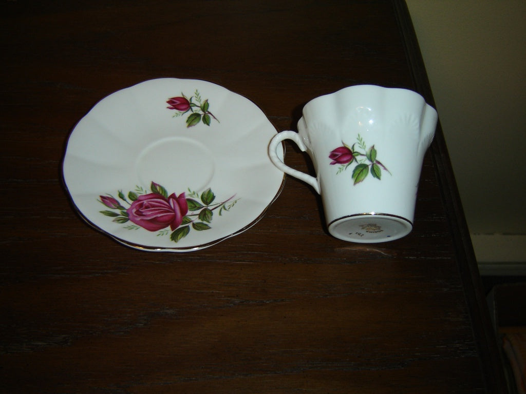 Rosina 2317 pink Rose embossed cup and saucer VGU - Items Tried And True