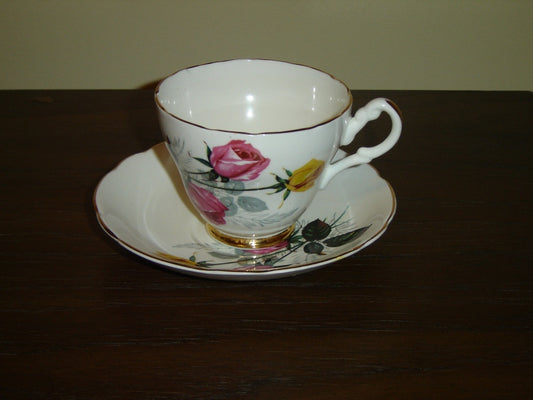 Consort pink yellow Rose cup and saucer