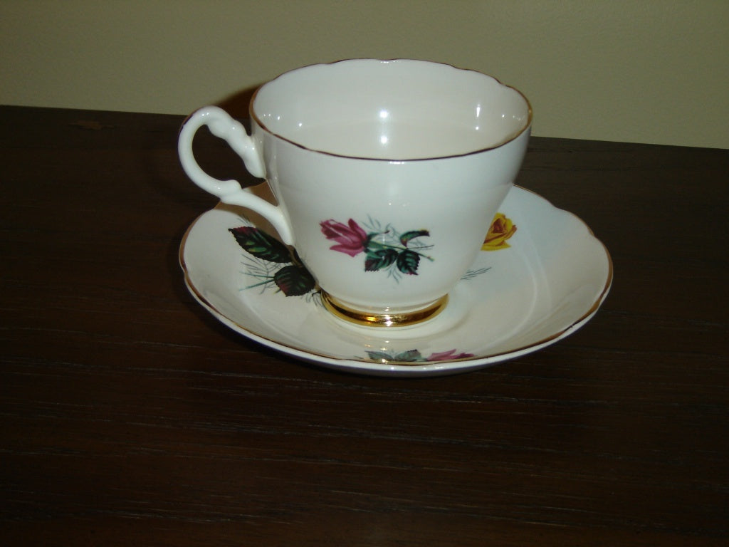 Consort pink yellow Rose cup and saucer