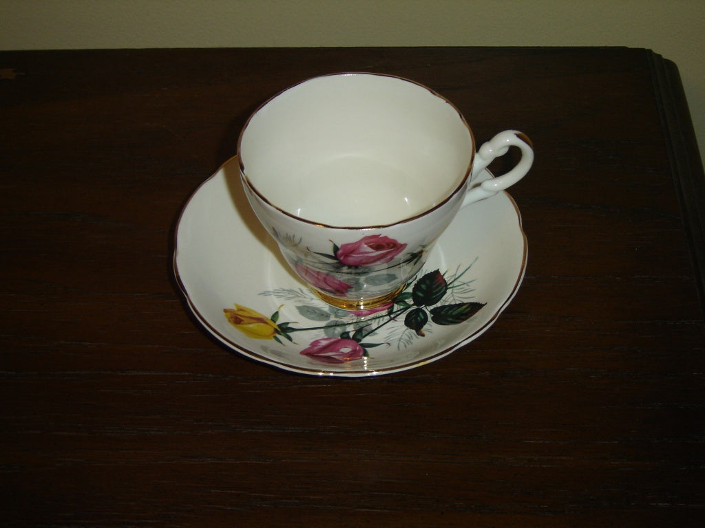 Consort pink yellow Rose cup and saucer