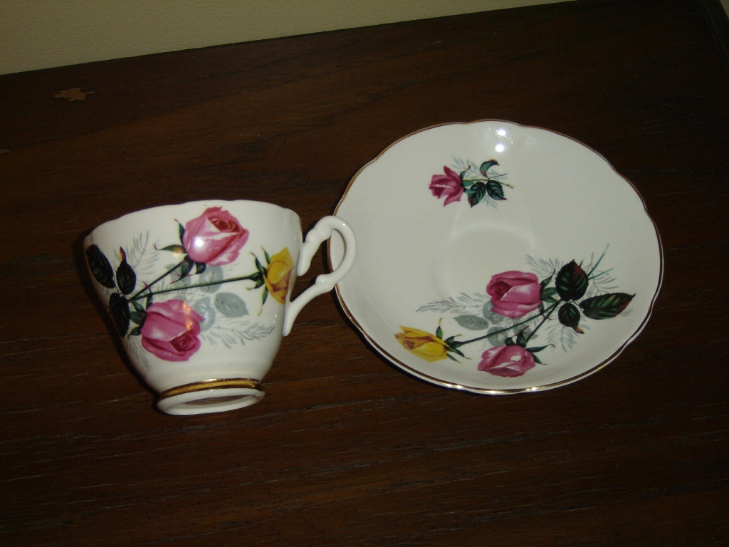 Consort pink yellow Rose cup and saucer