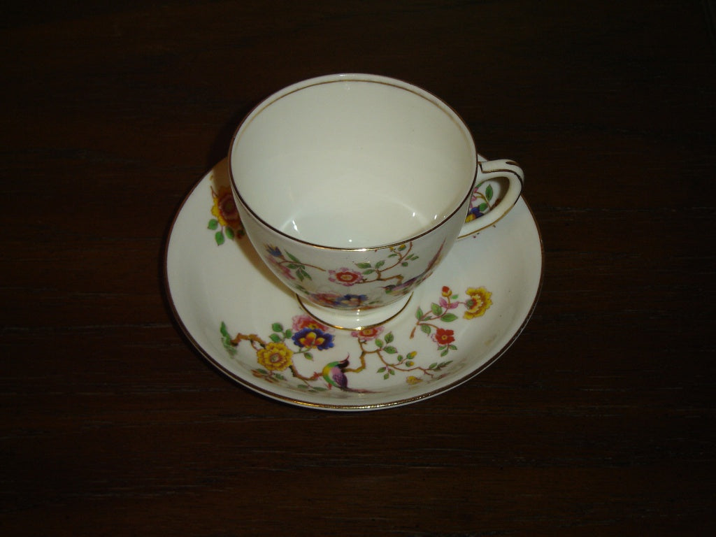 Sampson Smith 2402 multi flower cup and saucer 1950s VGU