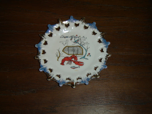 Vintage Occupied Japan Charlottetown Lobster pierced plate VGU