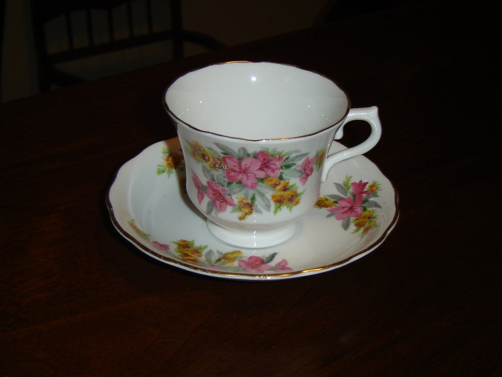 Vale pink yellow flower cup and saucer VGU - Items Tried And True