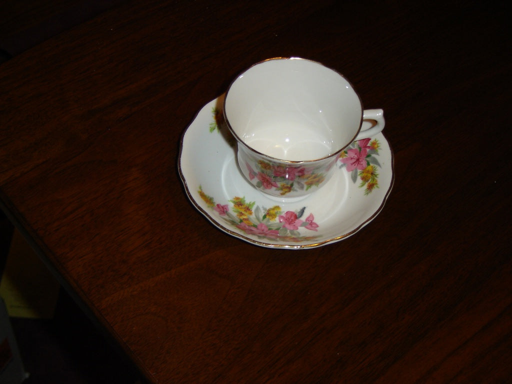 Vale pink yellow flower cup and saucer VGU - Items Tried And True