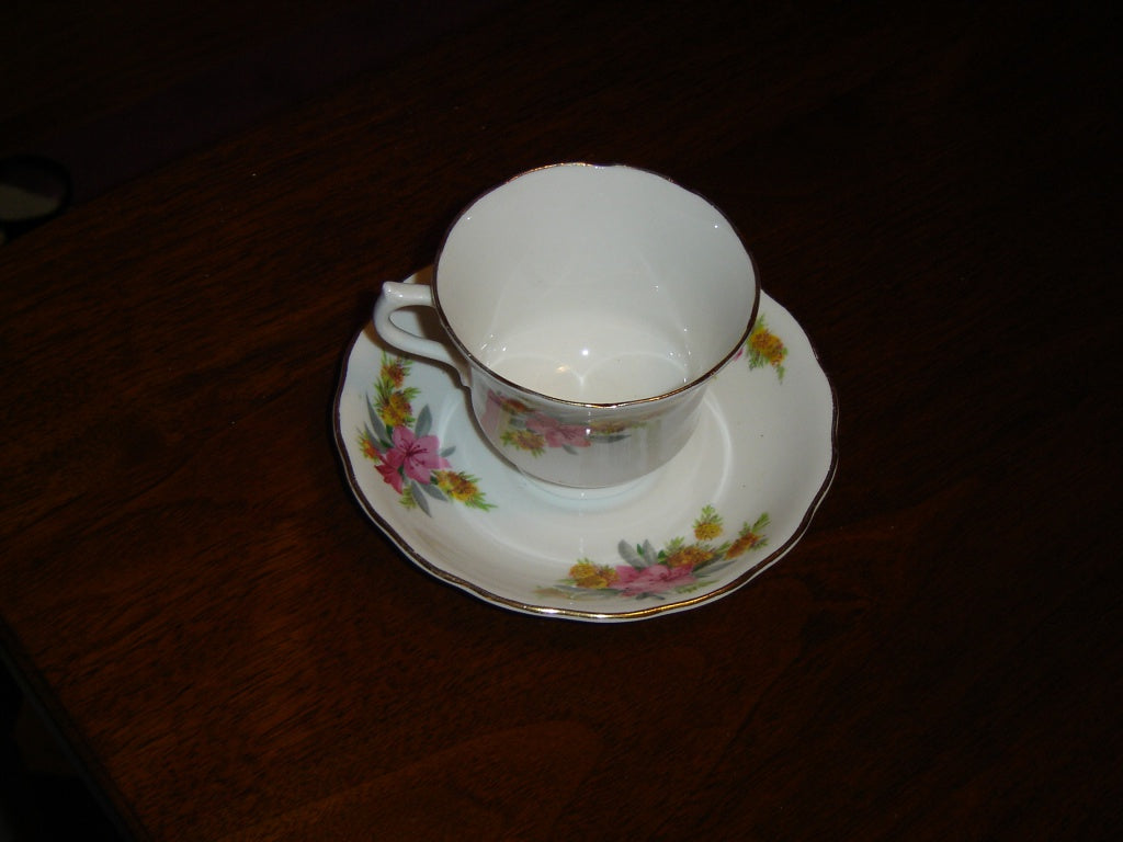 Vale pink yellow flower cup and saucer VGU - Items Tried And True