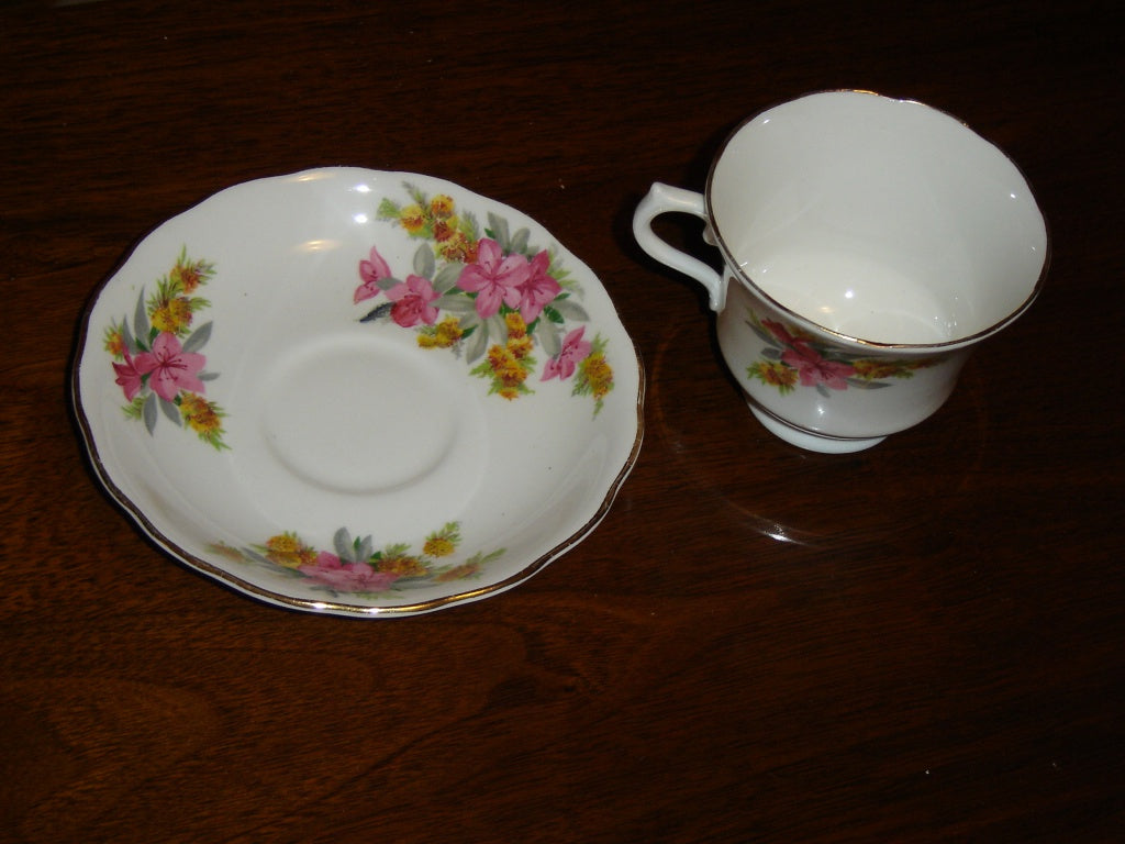 Vale pink yellow flower cup and saucer VGU - Items Tried And True