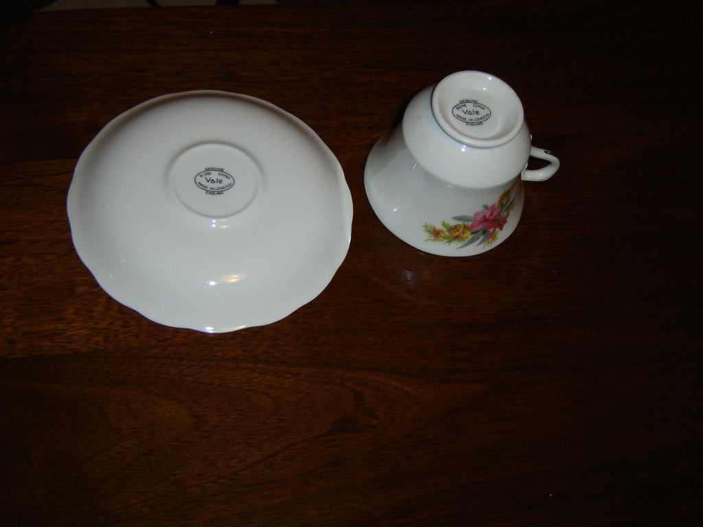 Vale pink yellow flower cup and saucer VGU - Items Tried And True