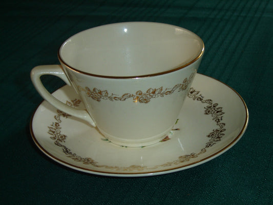 Georgian China pink rose 22 kt cup and saucer VGU - Items Tried And True