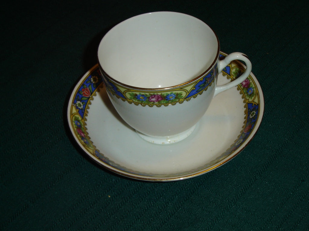 Blue yellow band England cup and saucer VGU - Items Tried And True