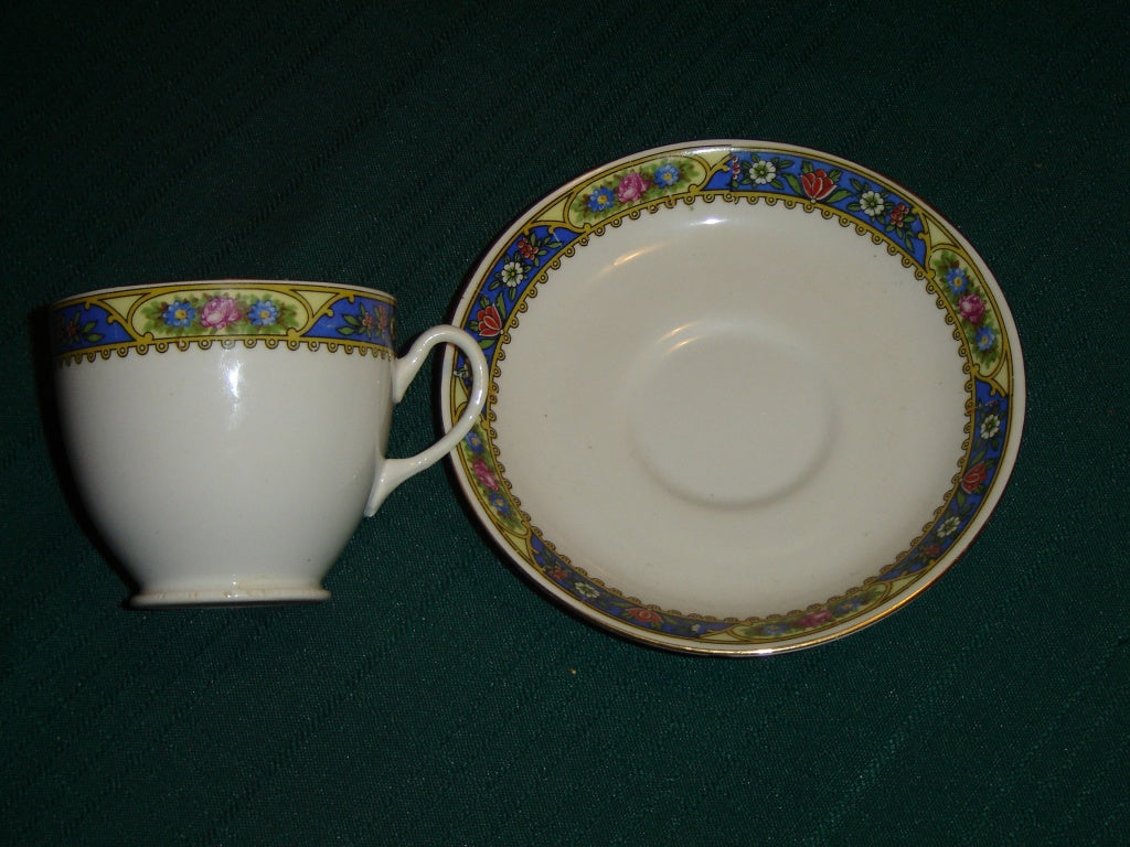 Blue yellow band England cup and saucer VGU - Items Tried And True