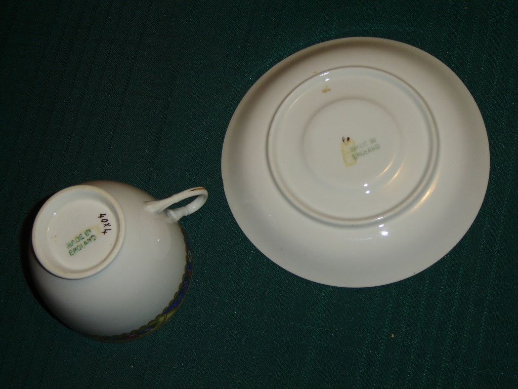 Blue yellow band England cup and saucer VGU - Items Tried And True