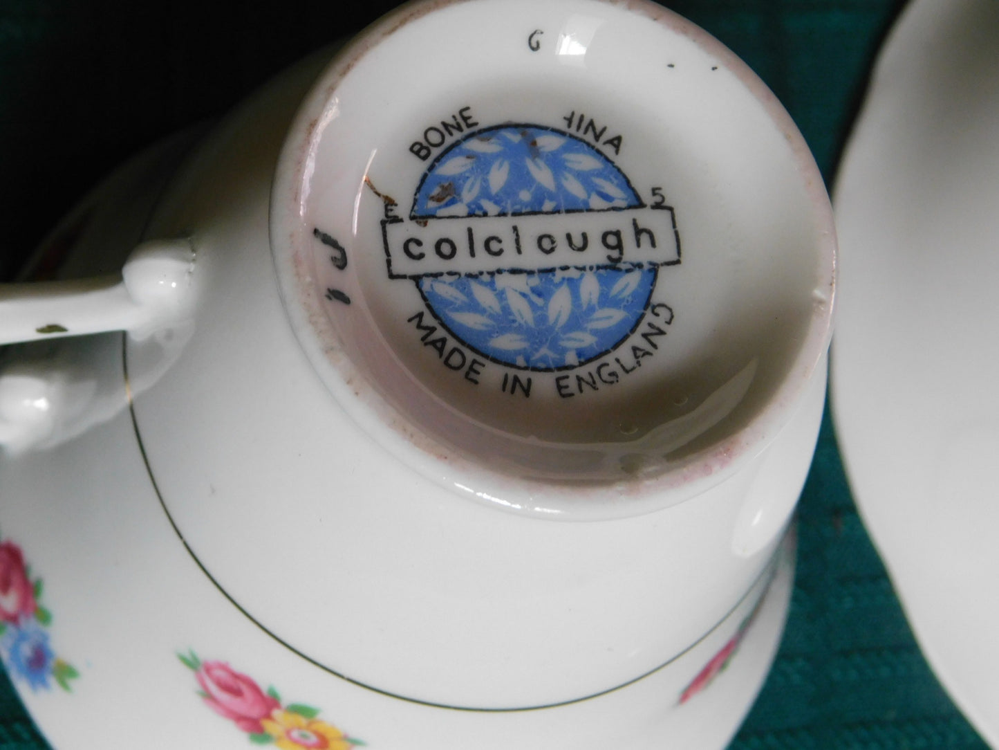 Colclough blue pink yellow flower cup and saucer