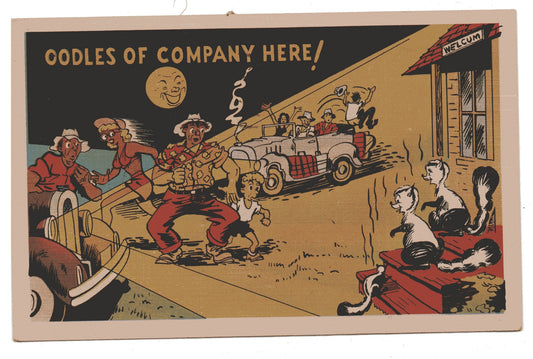 Vintage Oodles of Company (1950) humorous postcard