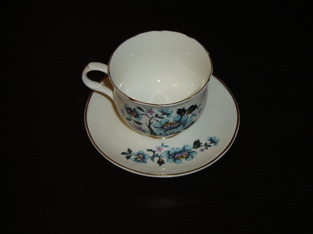 Sadler blue pink flowering tree cup and saucer VGU - Items Tried And True