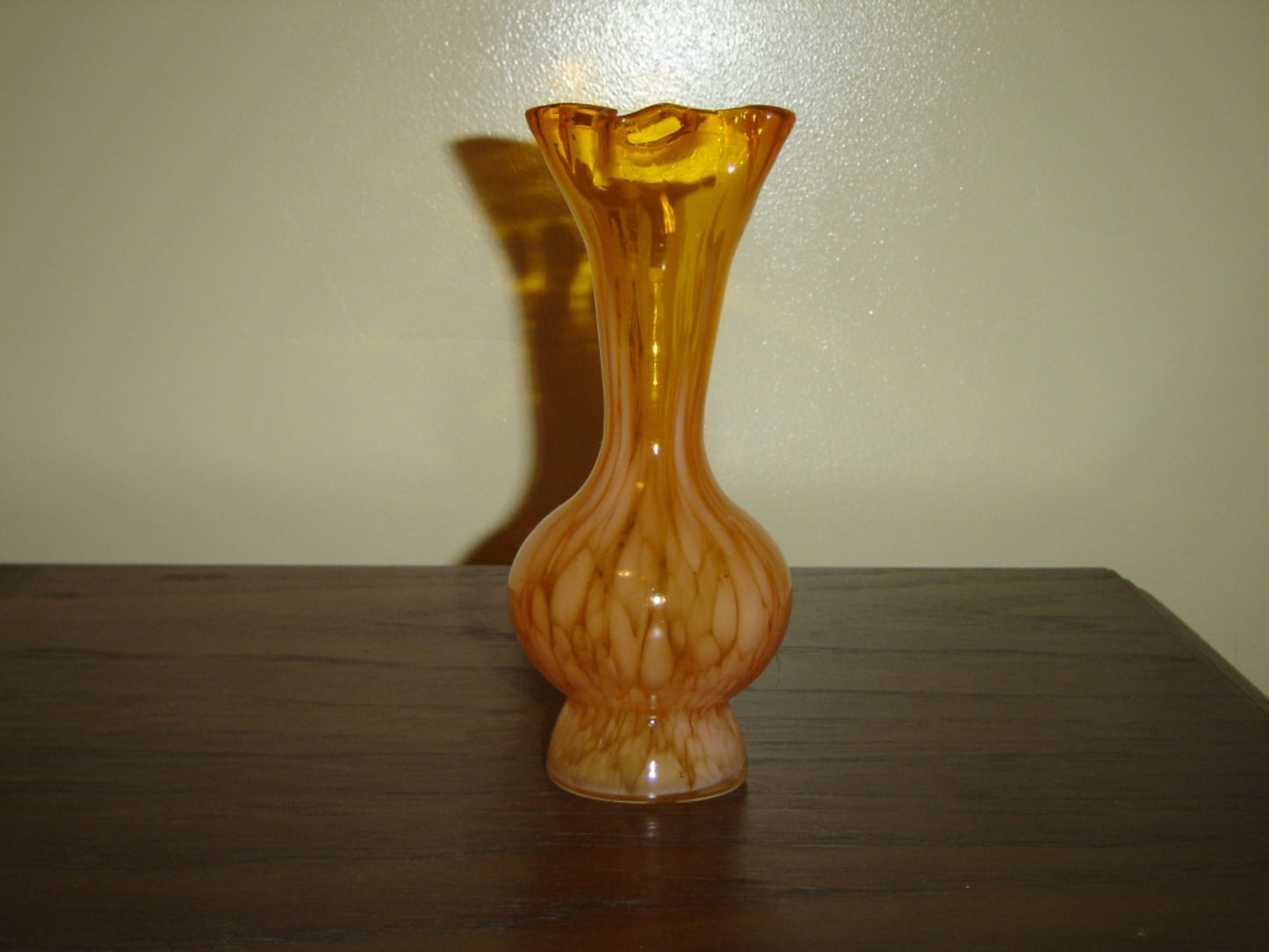 Handblown orange speckled art glass vase VGU