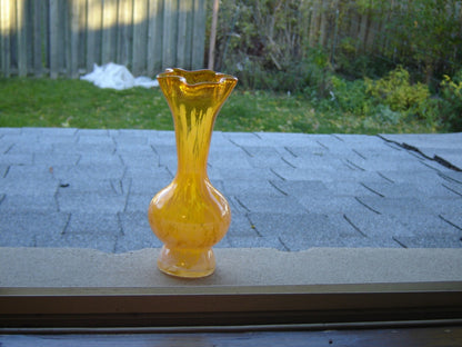 Handblown orange speckled art glass vase VGU