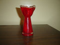 Vintage handblown red and white swirl art glass vase VGU