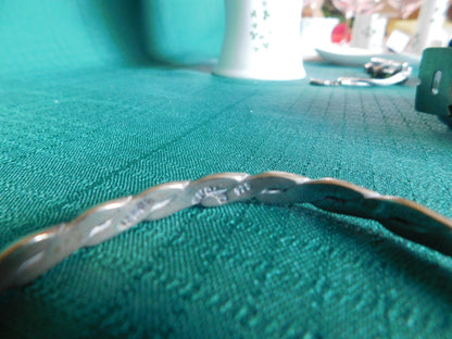 Twisted rope design sterling solid bracelet