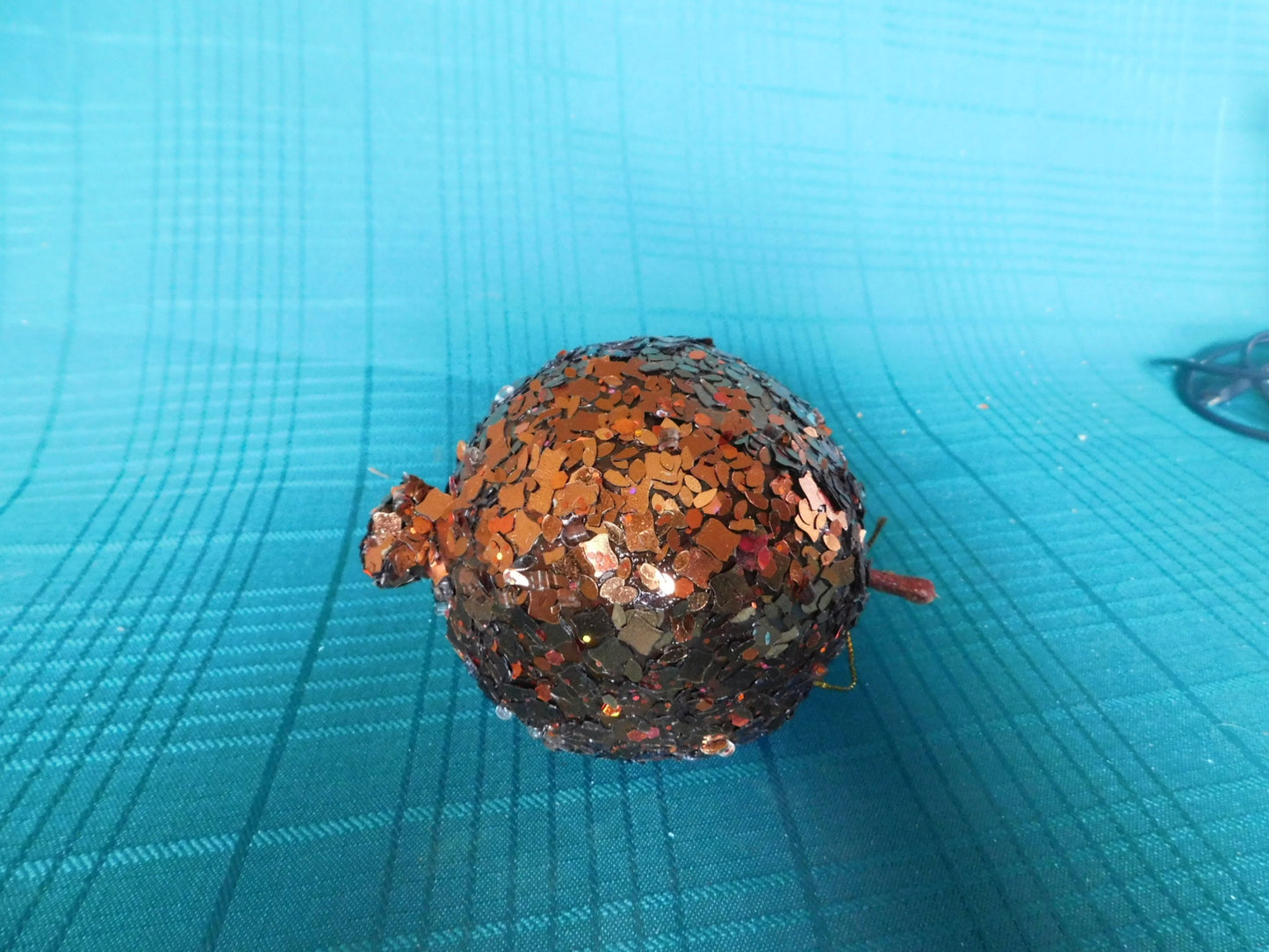 Copper tone metallic flake Apple tree ornament or bowl décor