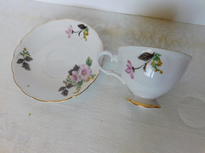 Trimont Japan pink yellow flower cup and saucer VGU