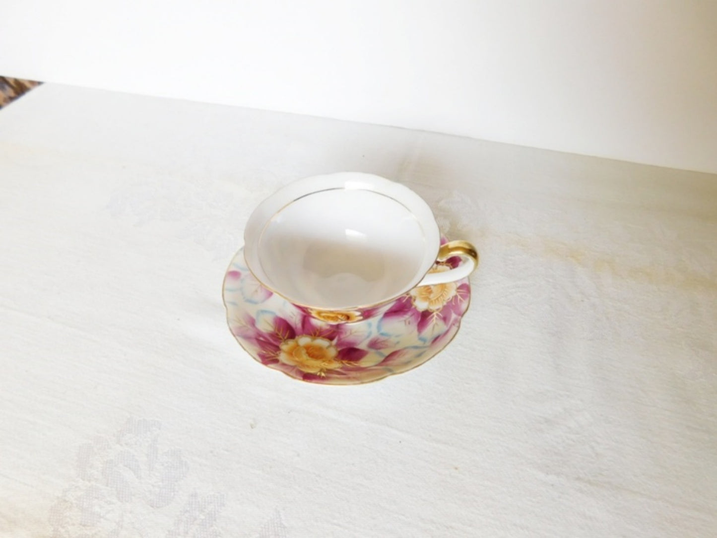 Shafford hand painted pink flower cup and saucer VGU