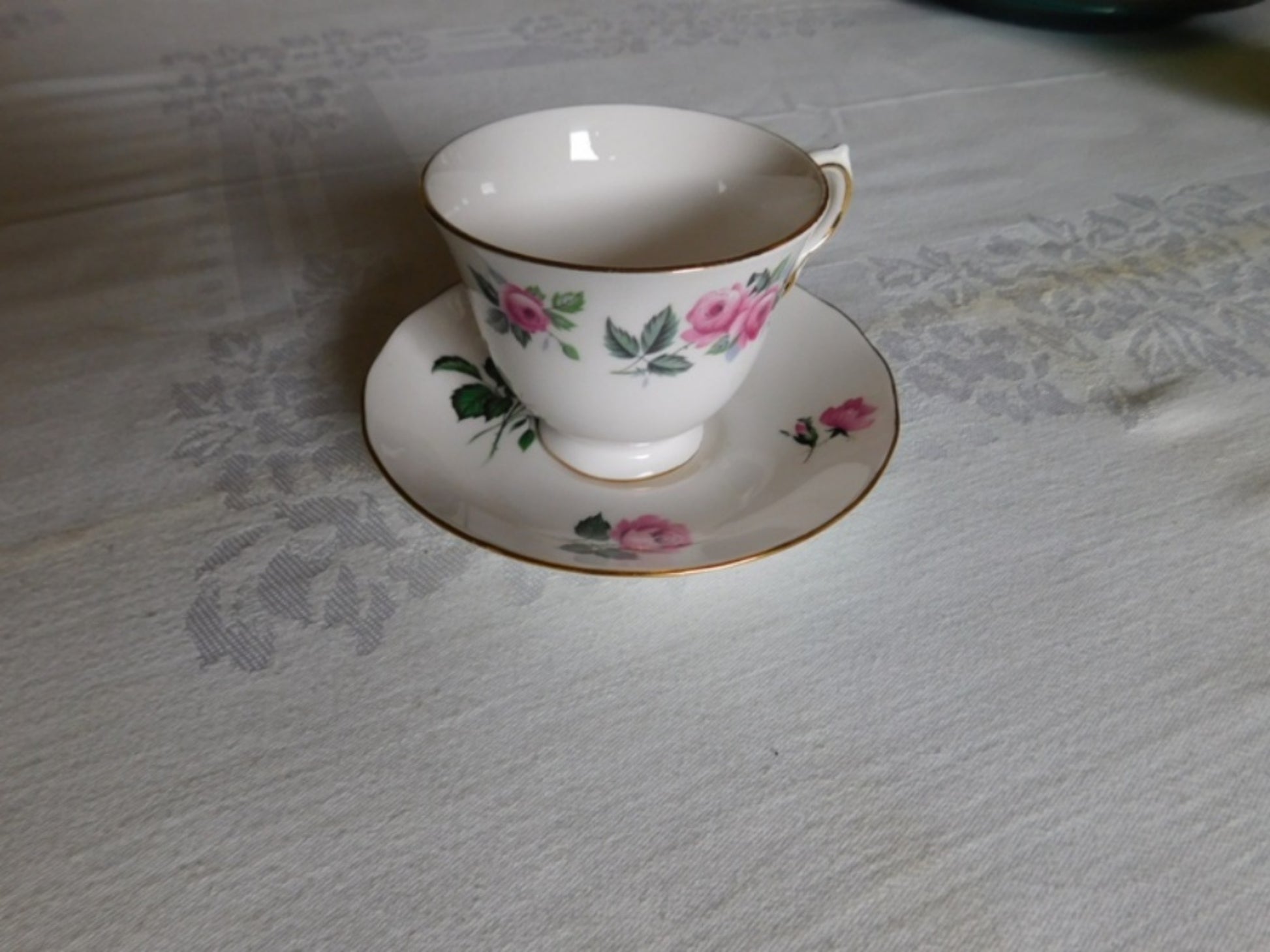 Queen Anne 8343 pink Rose cup and saucer near mint condition - Items Tried And True