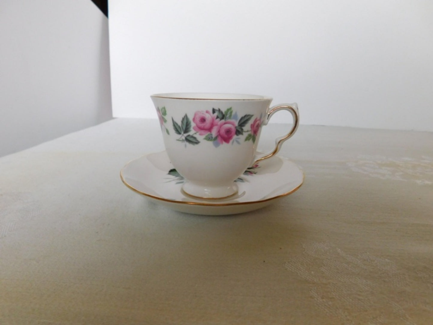 Queen Anne 8343 pink Rose cup and saucer near mint condition - Items Tried And True