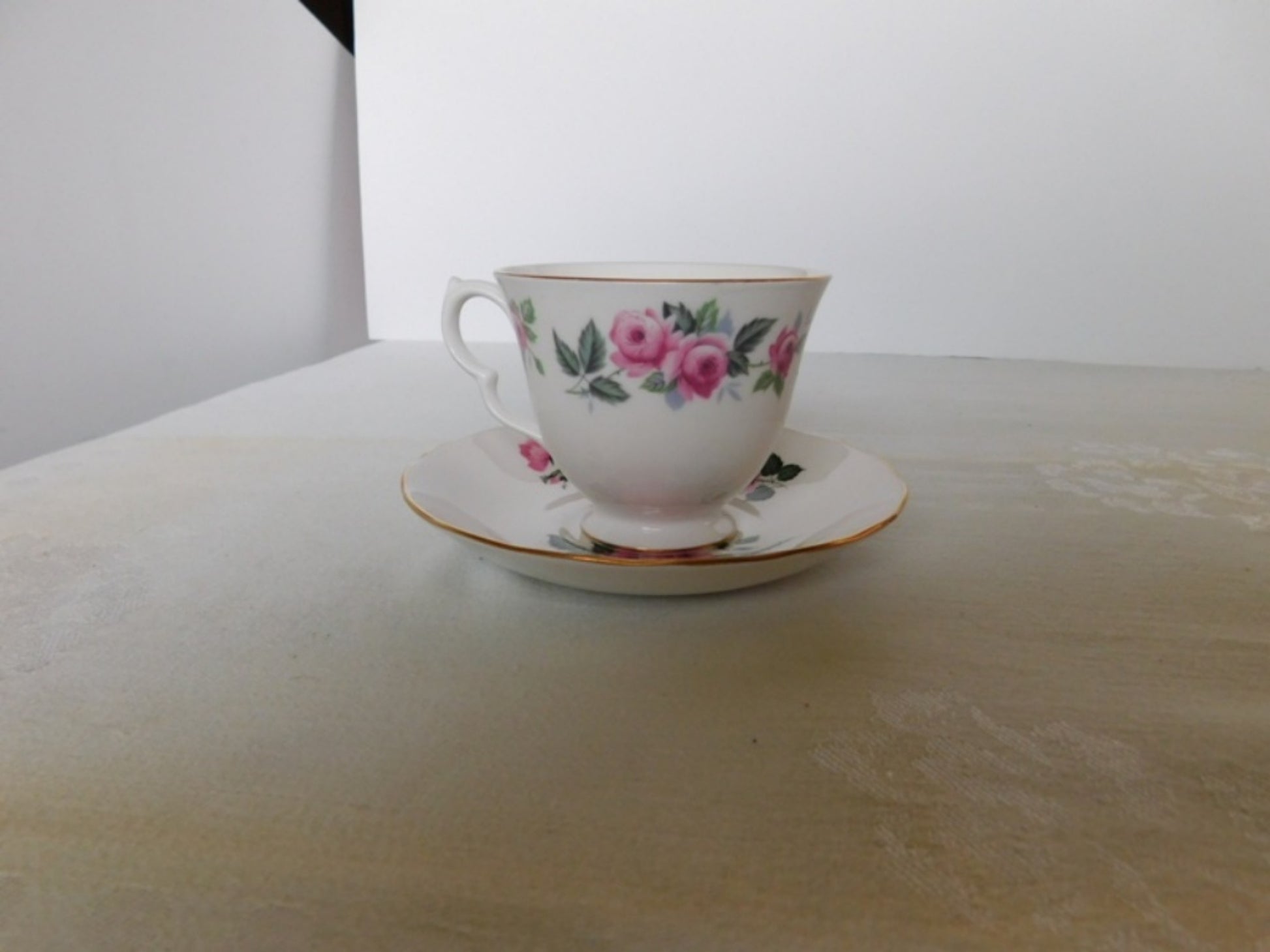 Queen Anne 8343 pink Rose cup and saucer near mint condition - Items Tried And True