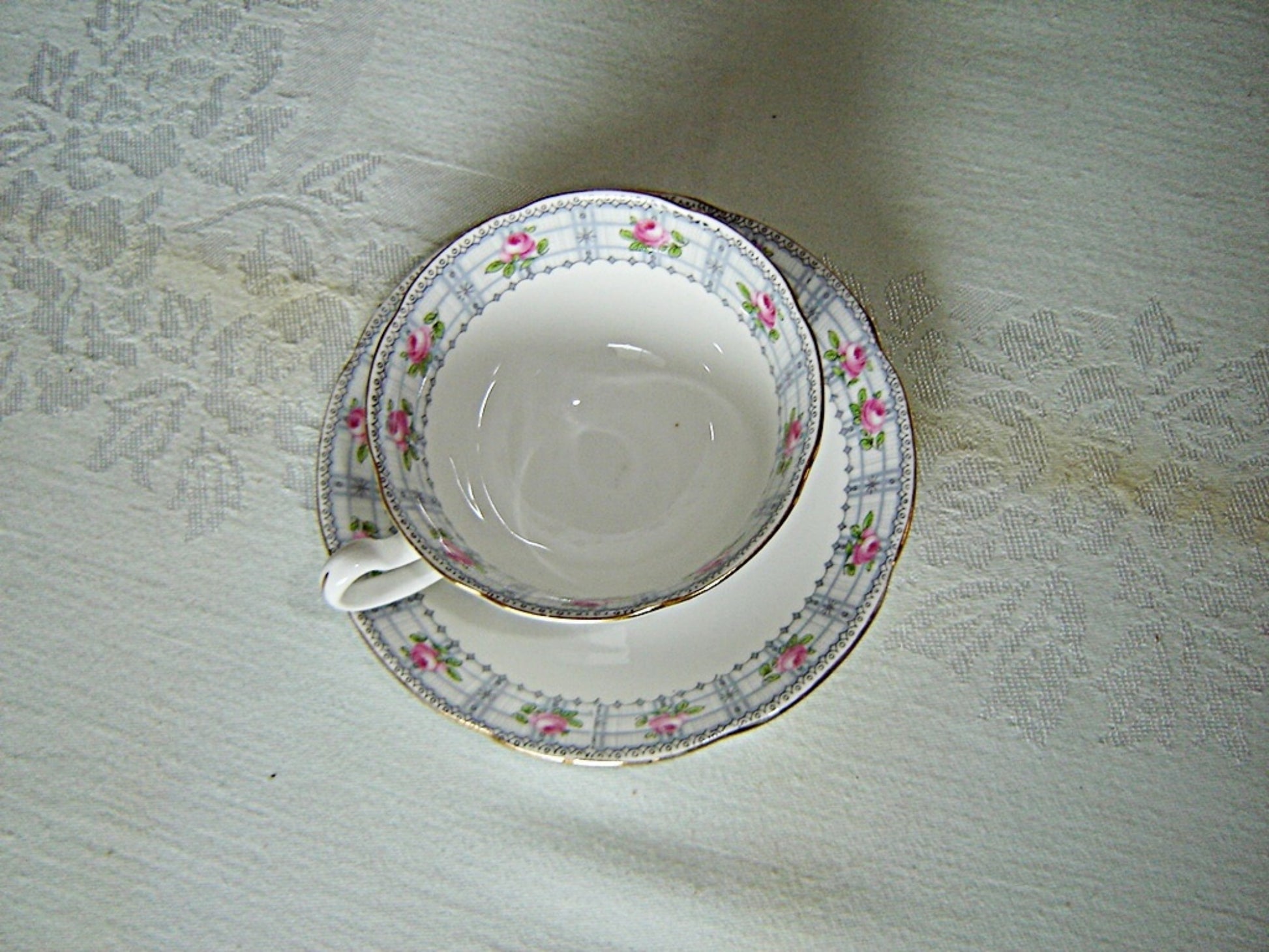 Rosina pink Rose dot border cup and saucer VGU - Items Tried And True