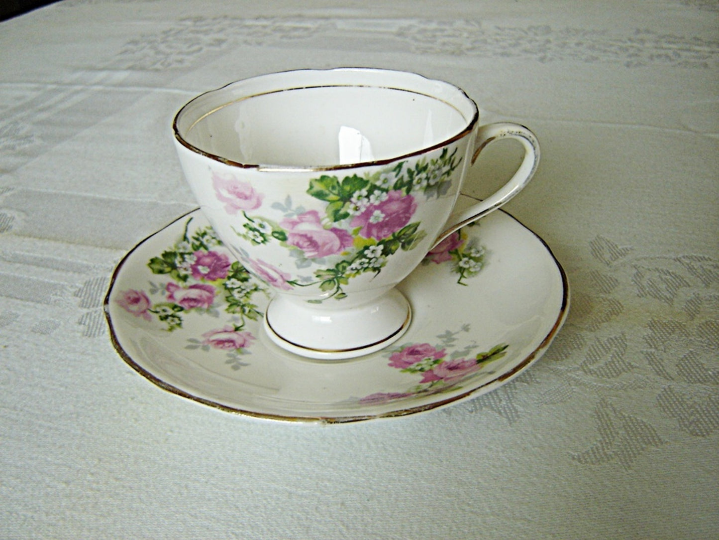 Royal Stafford 1799 pink Rose cup and saucer