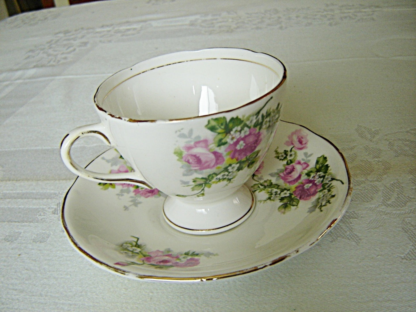 Royal Stafford 1799 pink Rose cup and saucer