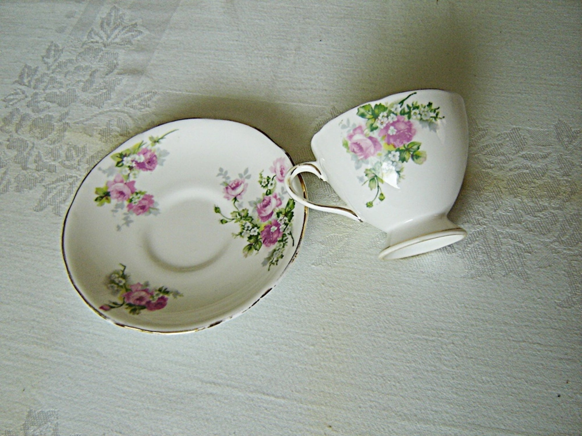 Royal Stafford 1799 pink Rose cup and saucer
