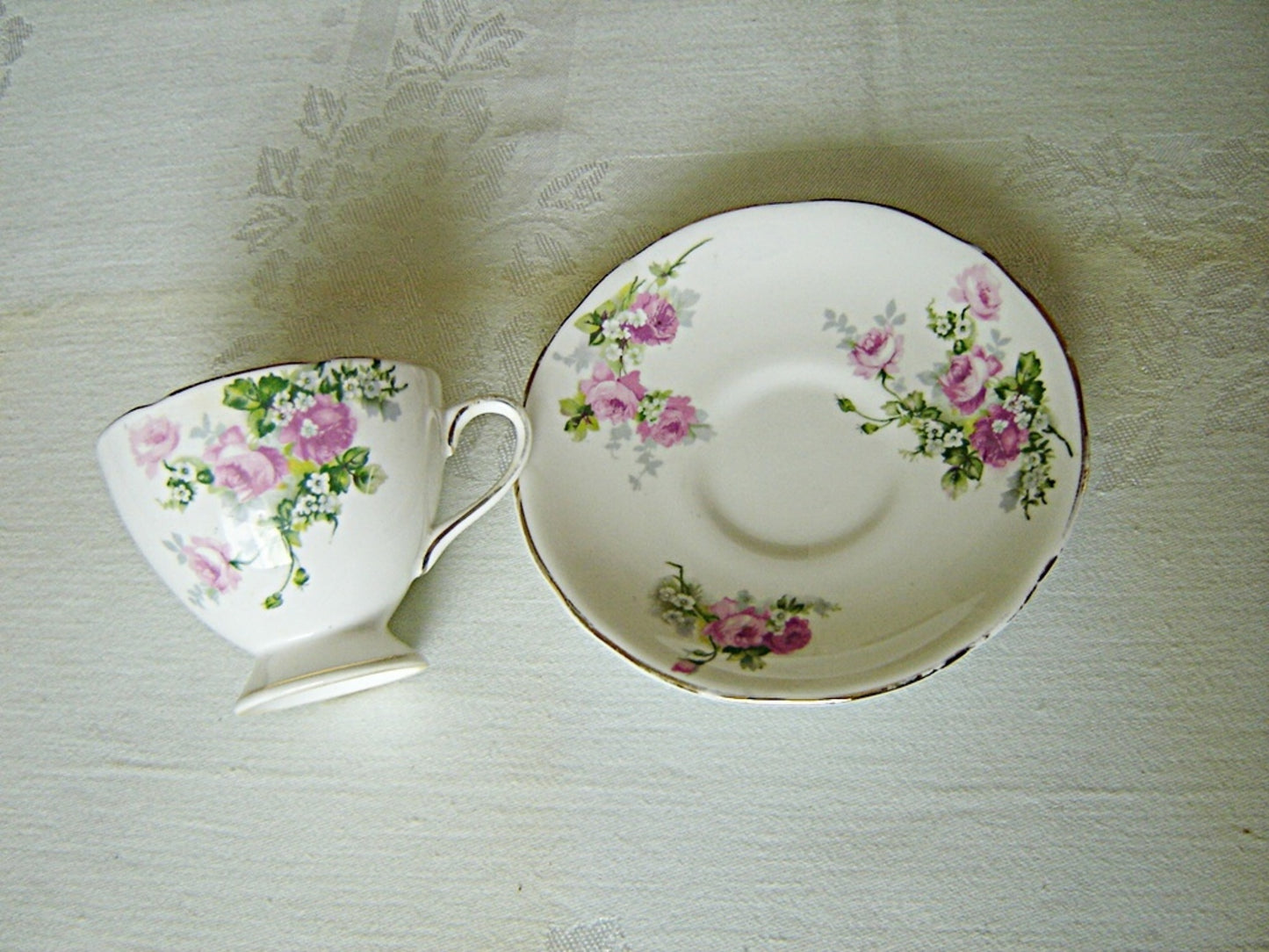 Royal Stafford 1799 pink Rose cup and saucer