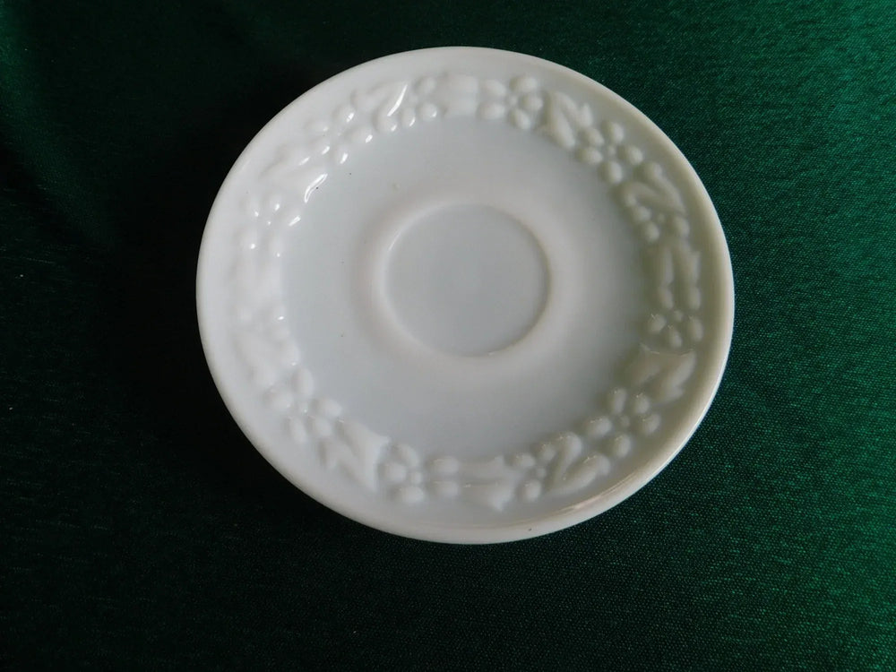 Milk glass floral scroll pattern saucer